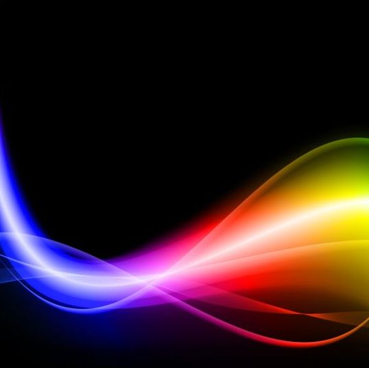 Colored wavy with black background vector 06