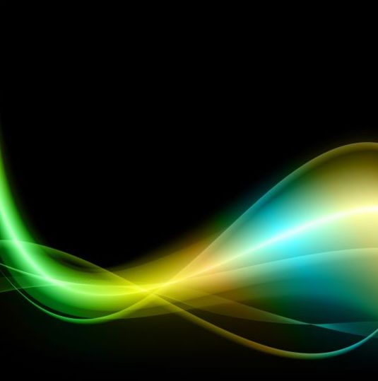 Colored wavy with black background vector 08