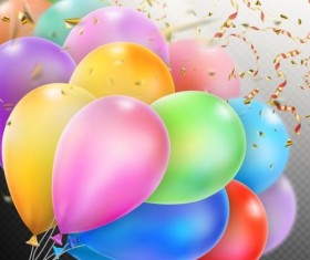 Colorful balloons with confetti background illustration 01