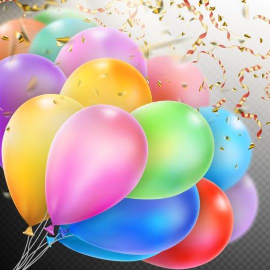 Colorful balloons with confetti background illustration 01