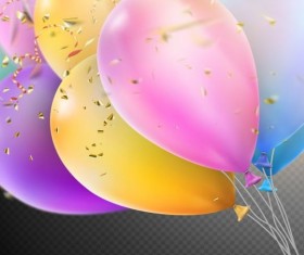 Colorful balloons with confetti background illustration 02
