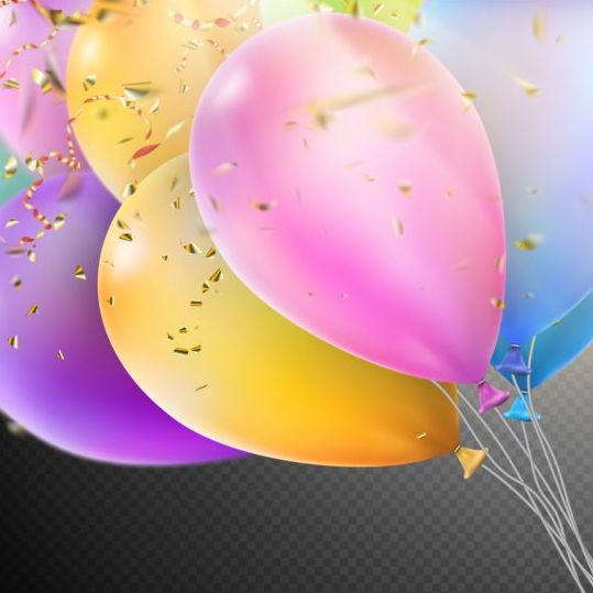 Colorful balloons with confetti background illustration 02