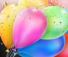 Colorful balloons with confetti background illustration 05