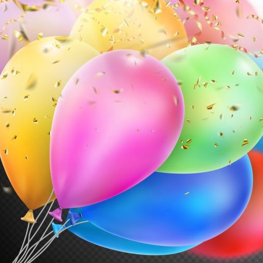 Colorful balloons with confetti background illustration 05