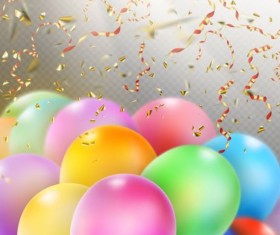Colorful balloons with confetti background illustration 06