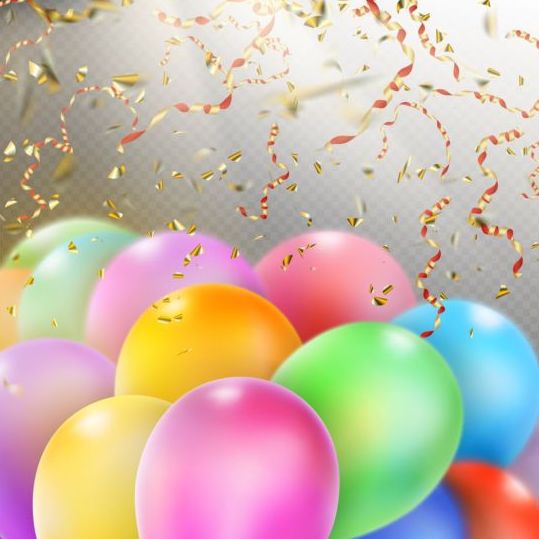 Colorful balloons with confetti background illustration 06
