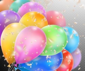 Colorful balloons with confetti background illustration 08