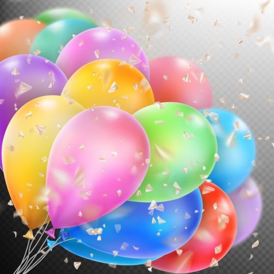 Colorful balloons with confetti background illustration 08