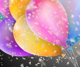 Colorful balloons with confetti background illustration 09