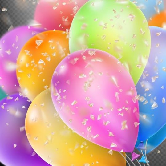Colorful balloons with confetti background illustration 10
