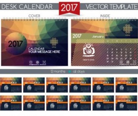 Company 2017 desk calendar design vector template 01