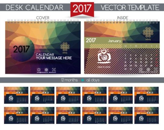Company 2017 desk calendar design vector template 01