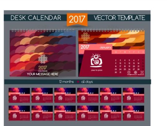 Company 2017 desk calendar design vector template 03
