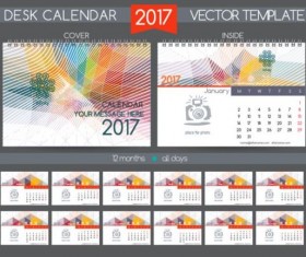 Company 2017 desk calendar design vector template 04