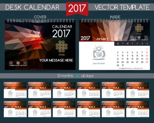 Company 2017 desk calendar design vector template 06