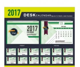 Company 2017 desk calendar design vector template 08