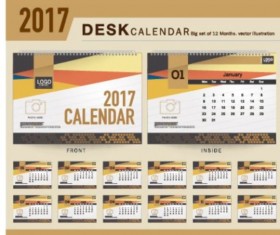 Company 2017 desk calendar design vector template 09
