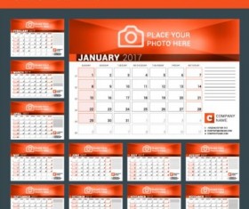 Company 2017 desk calendar design vector template 10
