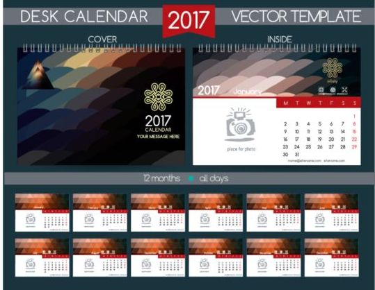 Company 2017 desk calendar design vector template 11
