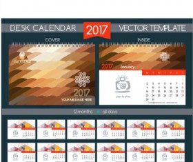 Company 2017 desk calendar design vector template 12