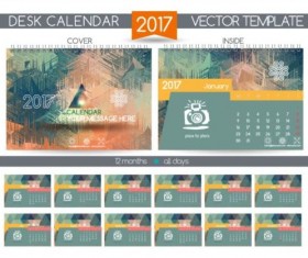 Company 2017 desk calendar design vector template 13
