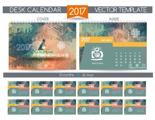 Company 2017 desk calendar design vector template 13