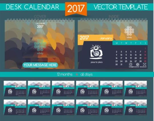 Company 2017 desk calendar design vector template 14