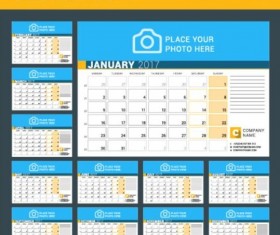 Company 2017 desk calendar design vector template 15