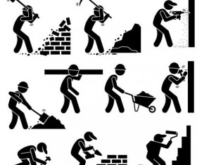 Construction worker icons set