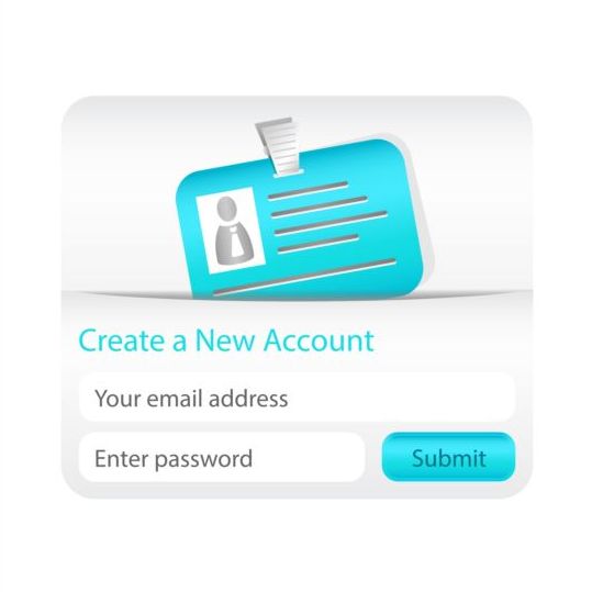 Create new account interface vector