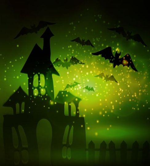 Creative halloween haunted house design vector 01