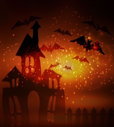 Creative halloween haunted house design vector 02