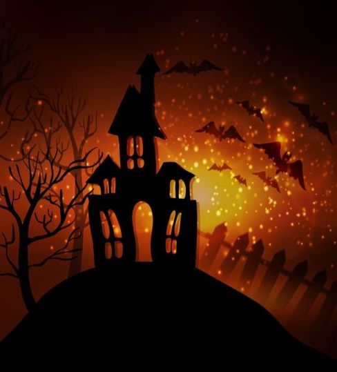 Creative halloween haunted house design vector 03