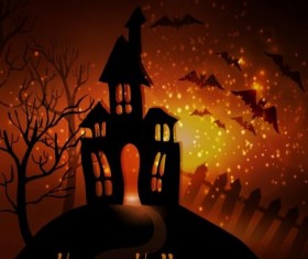 Creative halloween haunted house design vector 05