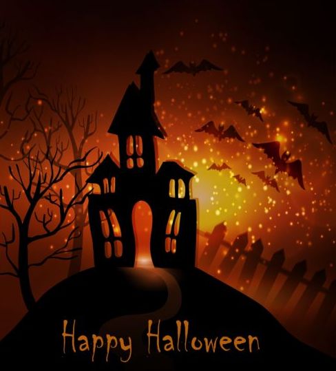 Creative halloween haunted house design vector 05