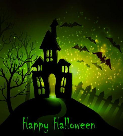 Creative halloween haunted house design vector 07