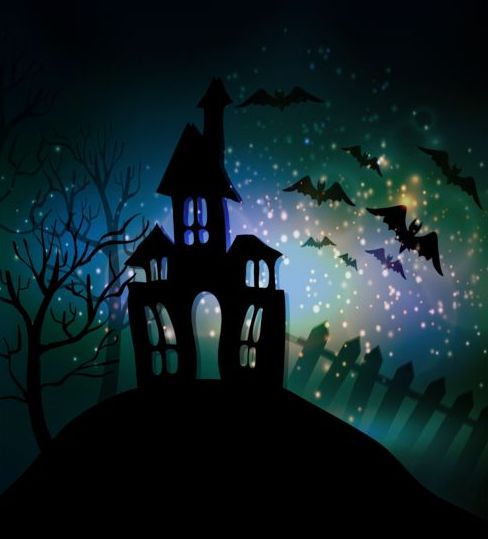 Creative halloween haunted house design vector 09