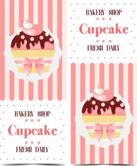 Cupcake vertical card vector 01