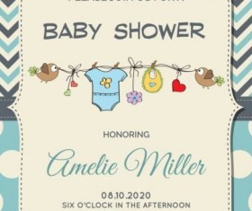 Cute baby shower card with seamless pattern vector 02.