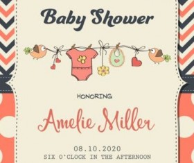 Cute baby shower card with seamless pattern vector 05