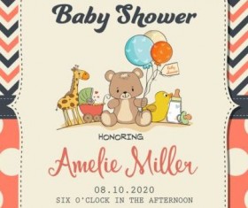 Cute baby shower card with seamless pattern vector 06