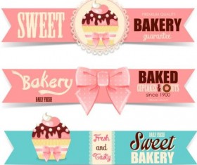 Cute bakery banners vector