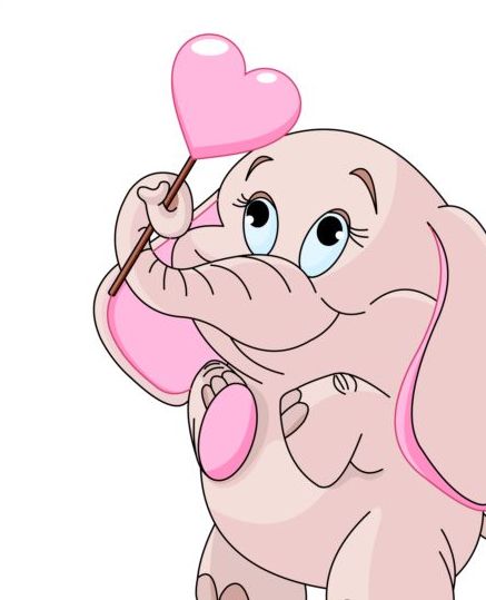 Cute cartoon elephant with heart vector