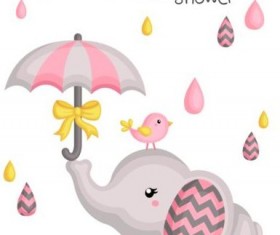 Cute elephant with baby shower card vector