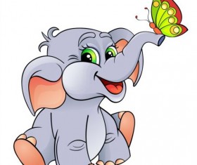 Cute elephant with butterfly vector