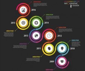 Dark infographic with colored button vector 01