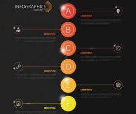 Dark infographic with colored button vector 02