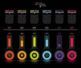 Dark infographic with colored button vector 03