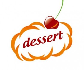 Dessert clouds and cherry vector logo