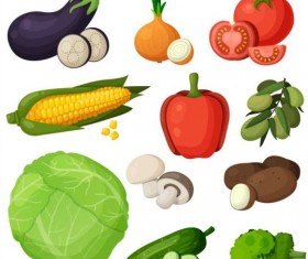 Different fresh vagetables vector set 01